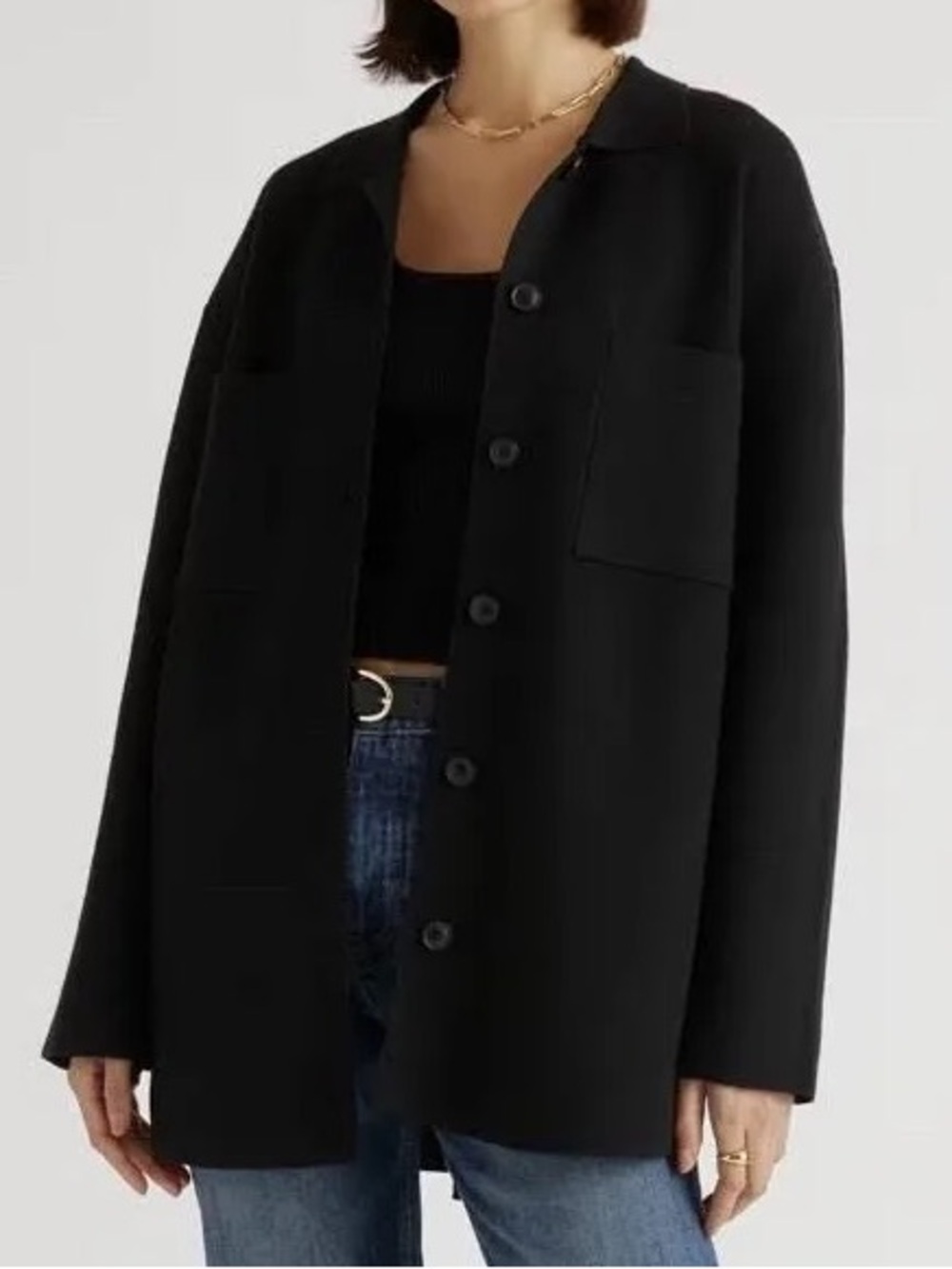 Quince Women's Eco-Knit Milano Stitch Oversized Viscose Shirt Jacket